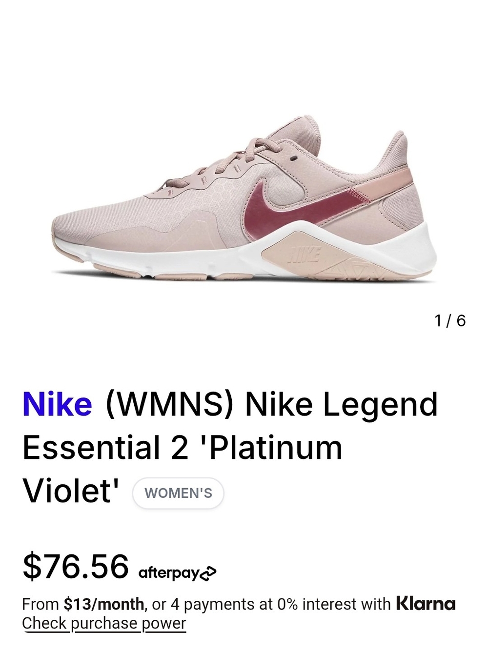 Nike Women’s Legend Essential 2 Running Shoes - Platinum Violet